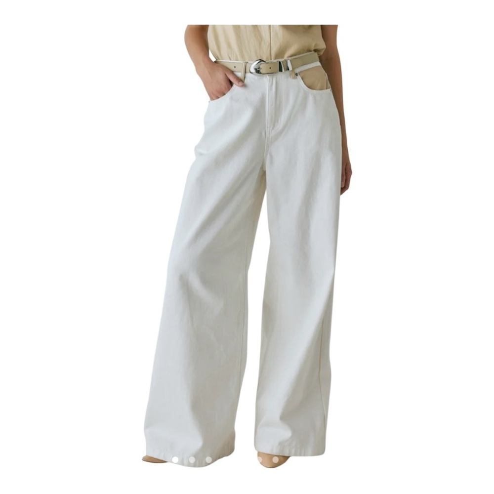 Vrg grl Women's White Wide-Leg Jeans